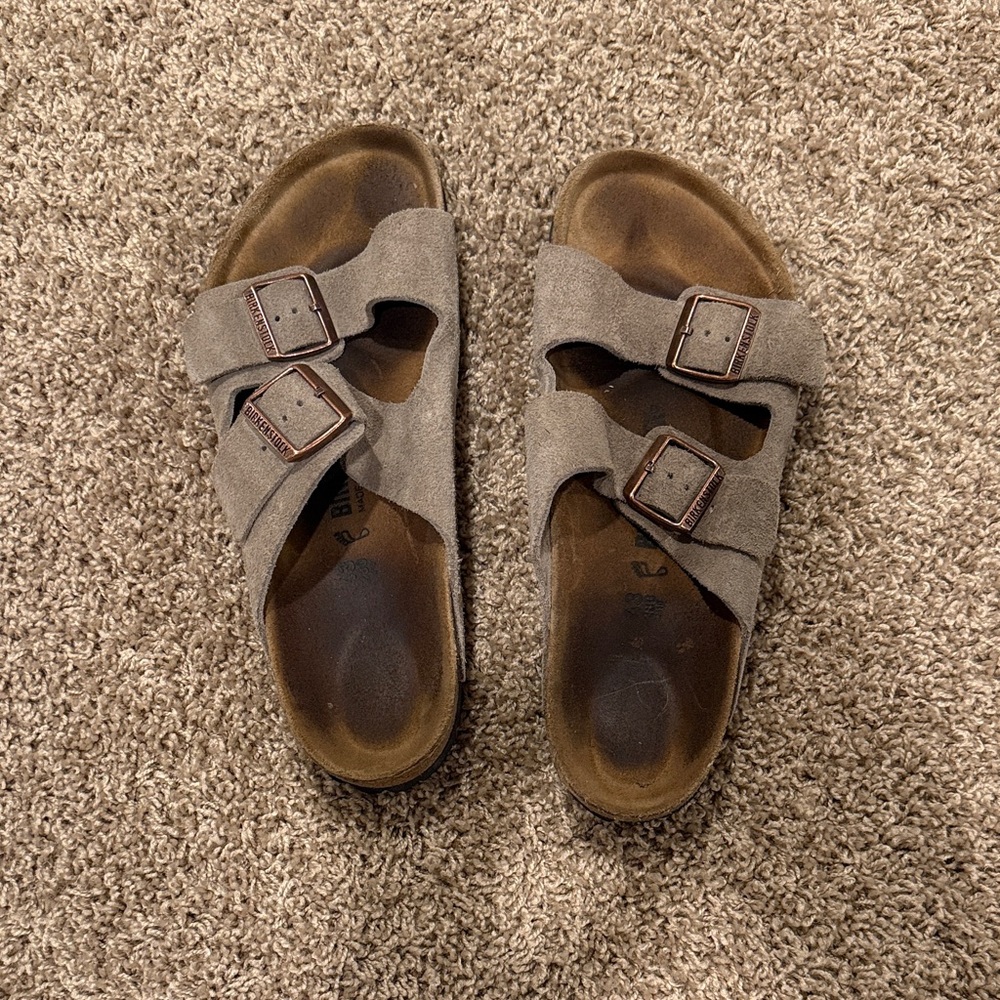Birkenstock Arizona Sandals Suede Leather in Taupe - Size US 12-12.5